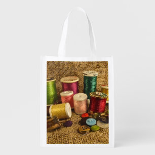 Sewing Supplies Reusable Grocery Bag