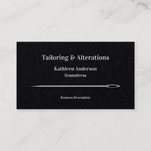 Sewing Tailor Alterations Simple Needle Black Business Card