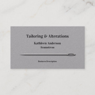 Sewing Tailor Alterations Simple Needle Grey Business Card