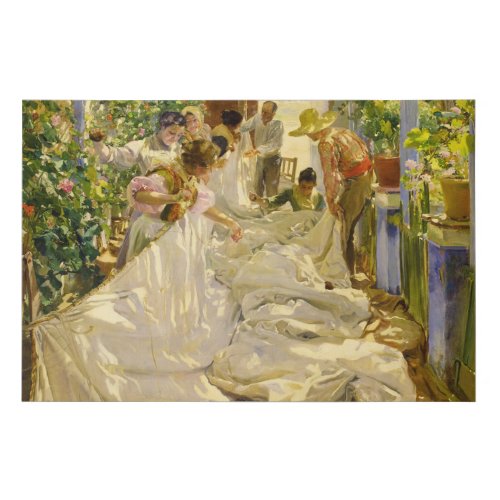 Sewing the Sail 1896 by Joaquin Sorolla Faux Canvas Print