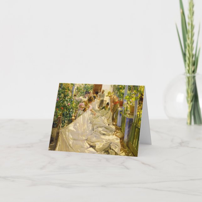Sewing the Sail by Joaquin Sorolla Thank You Card (Front)