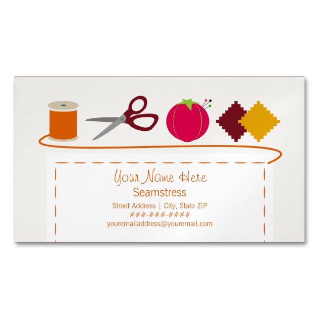 Sewing Theme Magnetic Business Card (Front)