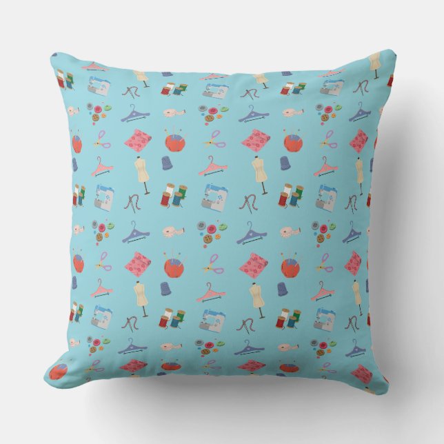 Sewing Theme Throw Pillow (Front)