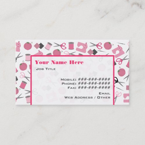 Sewing Themed Business Card Pink