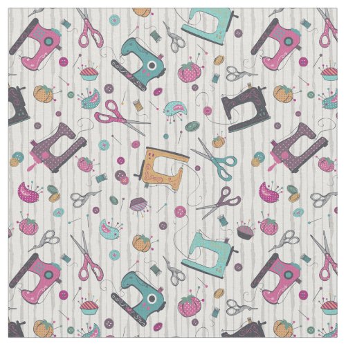 Sewing themed fabric sewing illustrations print fabric