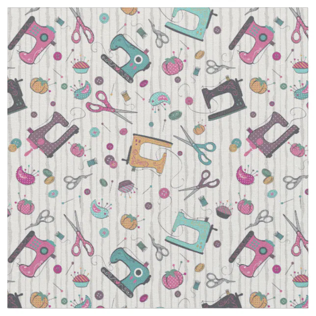 Sewing Theme Graphics Sewing themed fabric, sewing illustrations print fabric | Zazzle