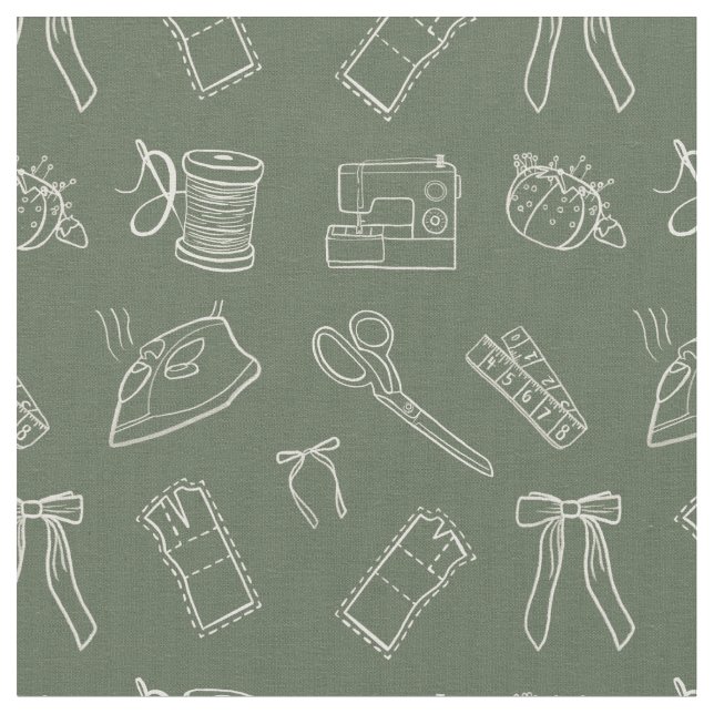 Sewing Themed Pattern Fabric (Close Up)