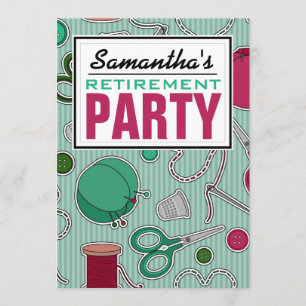 Sewing Themed Retirement Party Invitation