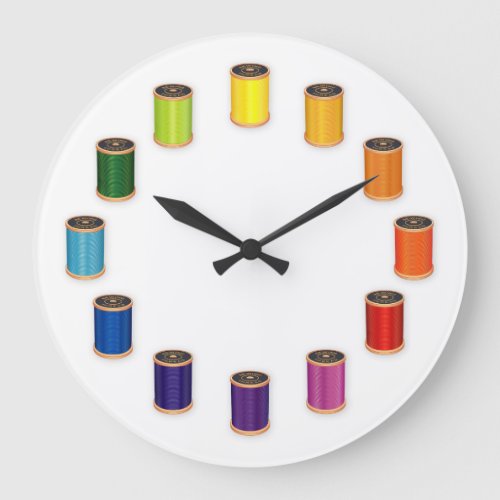 Sewing Thimble Needle and Thread Large Clock