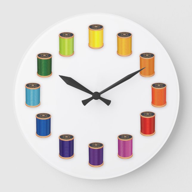 Sewing, Thimble, Needle and Thread Large Clock (Front)
