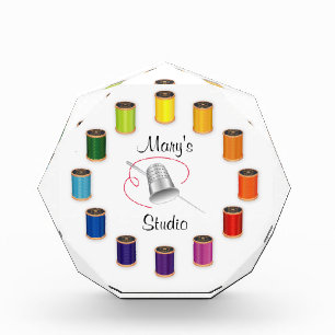 Sewing Thimble, Needle and Threads Acrylic Award