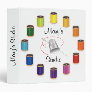 Sewing Thimble, Needle and Threads Binder