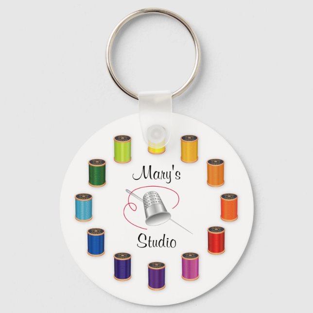 Sewing Thimble, Needle and Threads Keychain (Front)