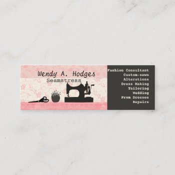 Sewing  Thread Vintage Machine Mannequin Pink Mini Business Card by 911business at Zazzle