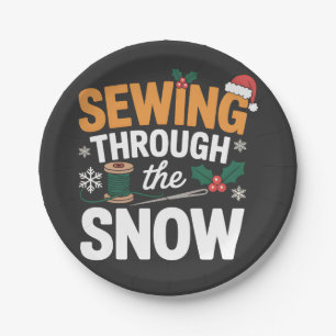 Sewing Through the Snow Funny Christmas Quilt Paper Plates