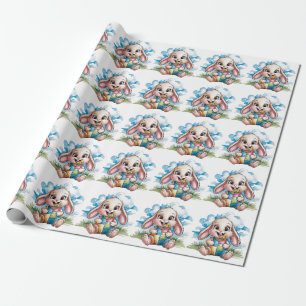 Sewn Patchwork Cute Bunny & Pacifier Baby Shower Wrapping Paper