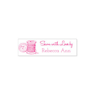 "Sewn with Love by" Customizable Self-Inking Stamp