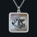 Sextant For Celestial Navigation Silver Plated Necklace<br><div class="desc">Antique sextant (World War Two vintage) for celestial navigation on board ship before gps.</div>