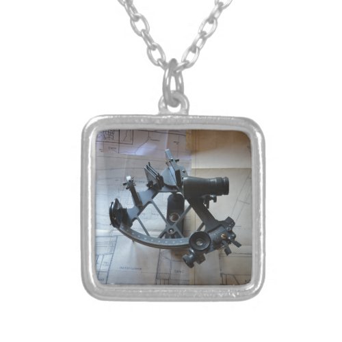 Sextant For Celestial Navigation Silver Plated Necklace