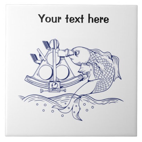 Sextant marine navigation ceramic tile