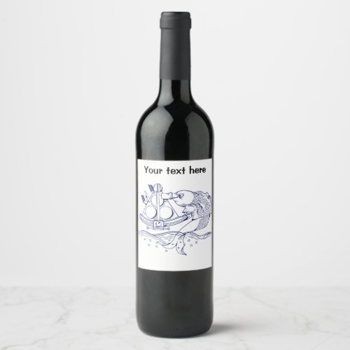 Sextant marine navigation wine label