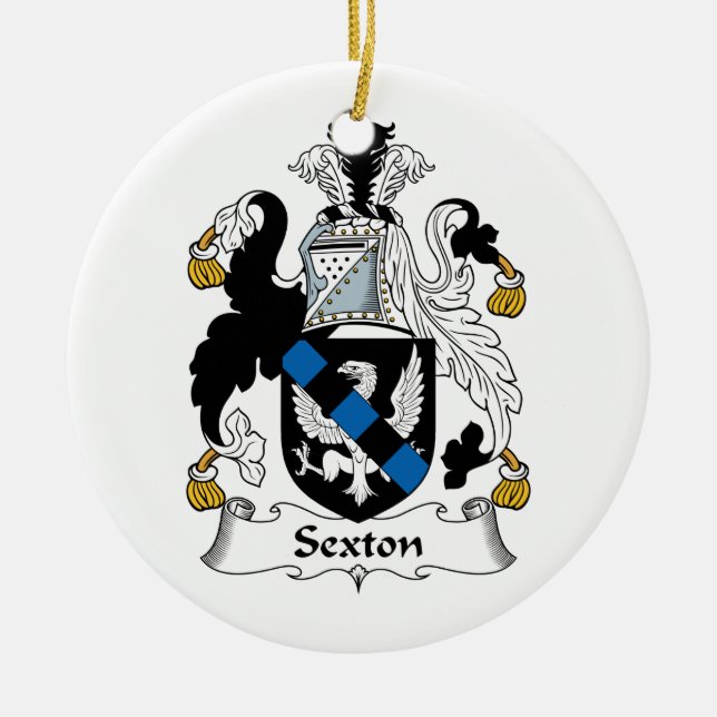 Sexton Family Crest Ceramic Ornament (Front)