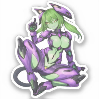 Sexy alien android catgirl sticker