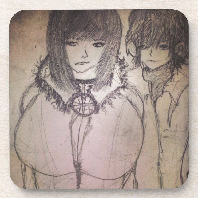 Sexy anime big bosom waifu beverage coaster (Front)