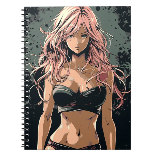 Sexy Anime Girl in Black Bikini  Notebook (Front)