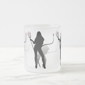Sexy Bad Girl Silhouette Frosted Glass Coffee Mug