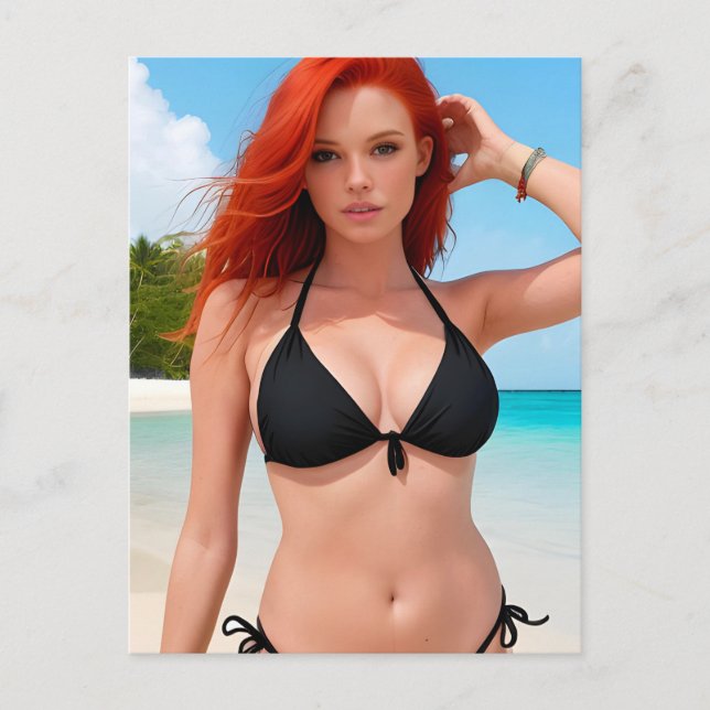 Sexy Black Bikini Postcard (Front)