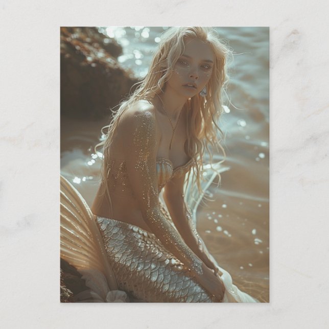 Sexy Blond Mermaid Postcard (Front)