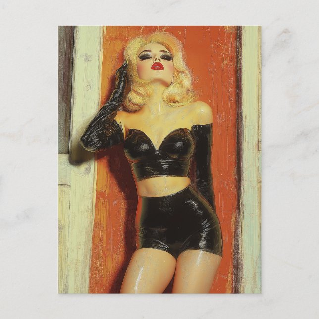 Sexy Blond Woman Retro Painting Postcard (Front)
