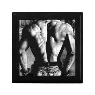 Sexy Body Builders Back in Jeans Art Sketch Keepsake Box