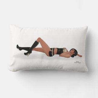 Sexy Brunette Pinup Girl Sleeping Lumbar Pillow