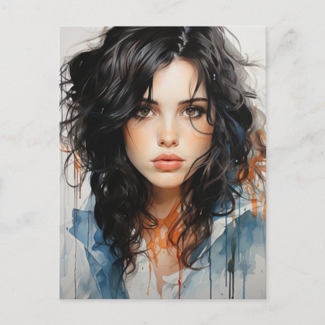 Sexy Brunette Postcard (Front)