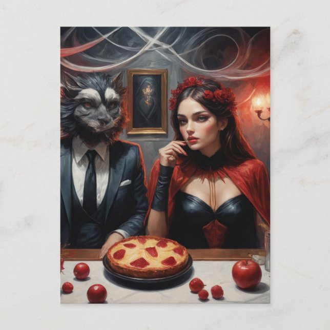 Sexy Brunette Ugly Wolf Postcard (Front)