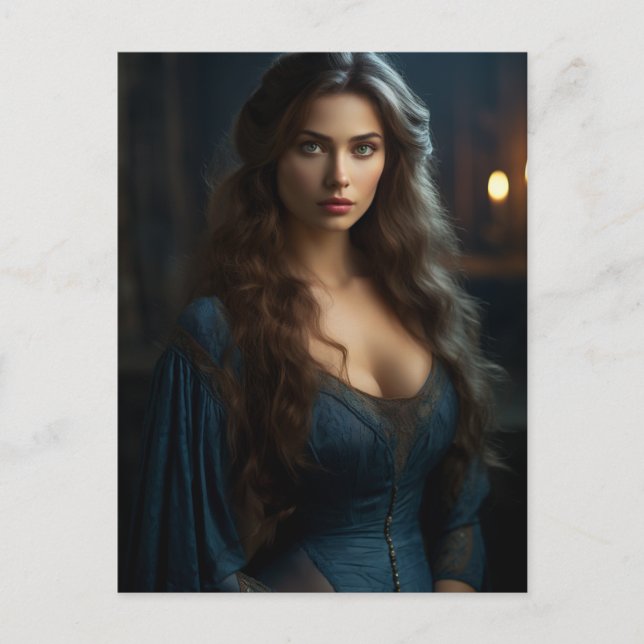 Sexy Brunette Woman Postcard (Front)