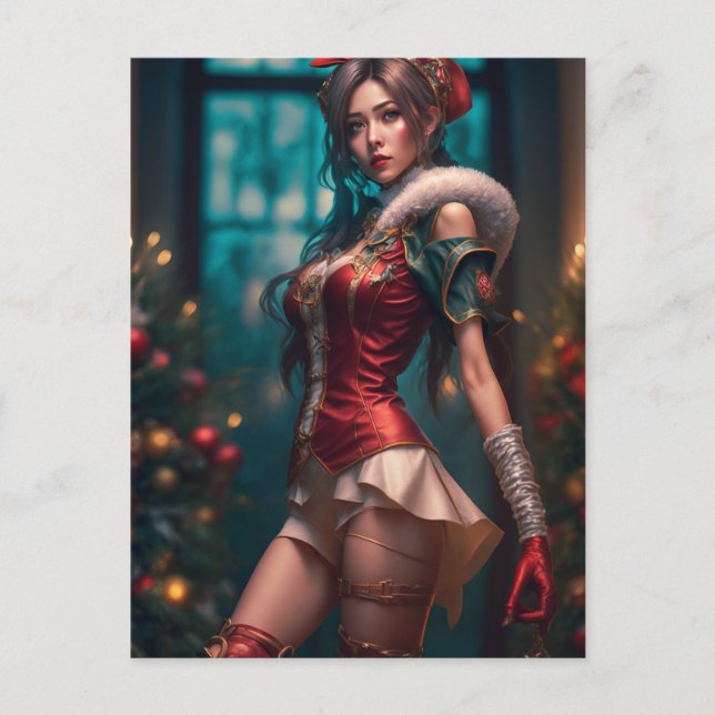 Sexy Christmas Woman Postcard (Front)