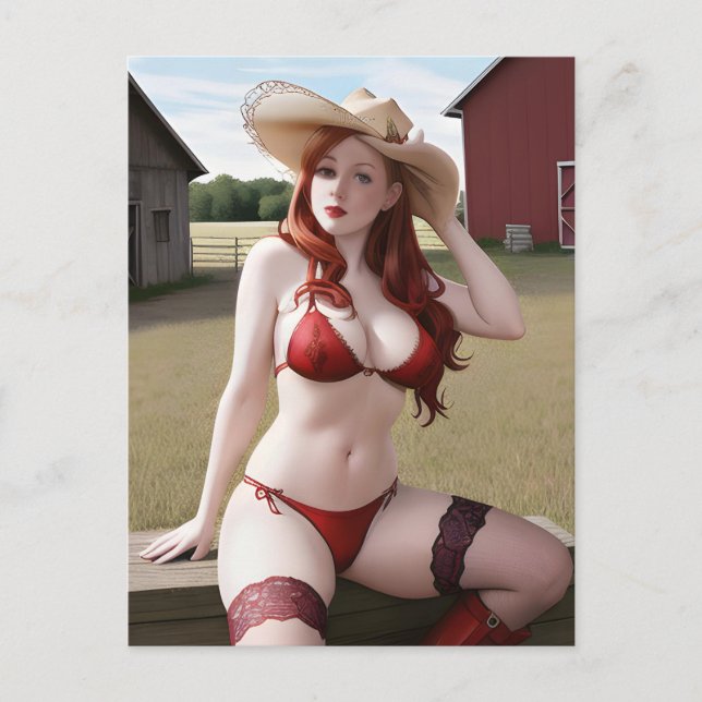 Sexy Cowgirl Postcard (Front)