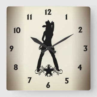 Sexy Cowgirl Square Wall Clock