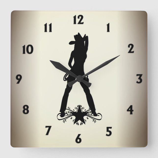 Sexy Cowgirl Square Wall Clock (Front)