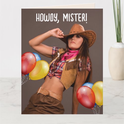 SEXY COWGIRL WILD WEST BIRTHDAY GREETING CARD