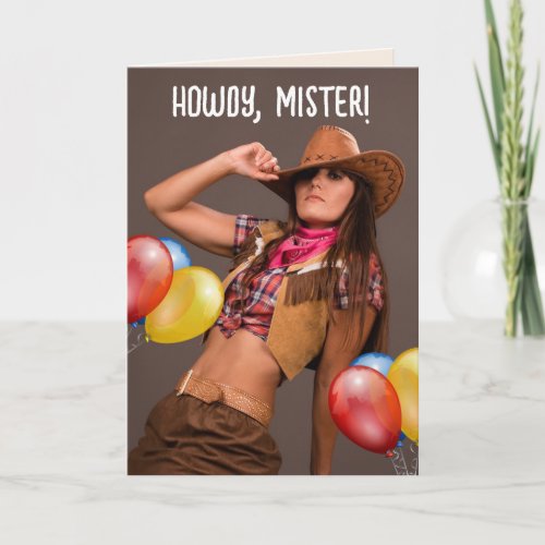 SEXY COWGIRL WILD WEST BIRTHDAY GREETING CARD