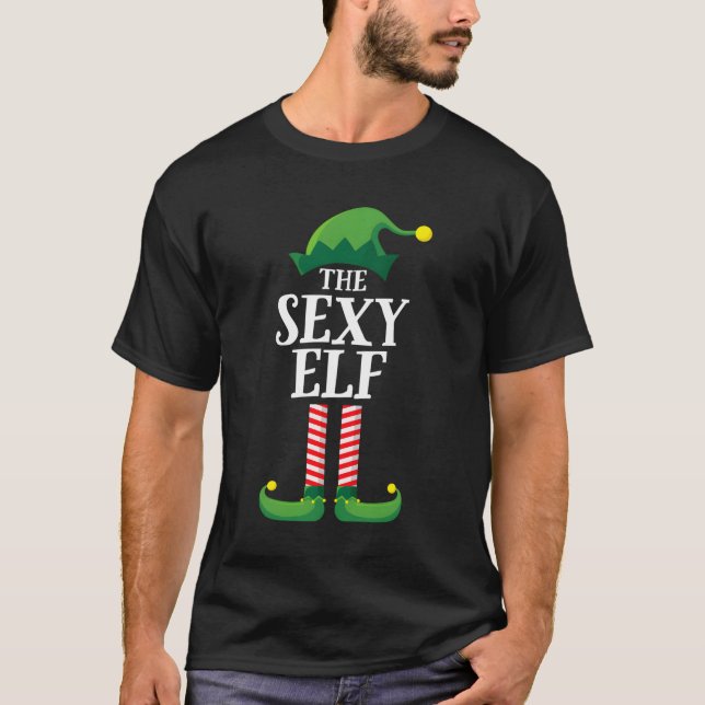 Sexy Elf Matching Family Group Christmas Party Paj T-Shirt (Front)
