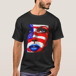 Sexy Face American Flag Usa 4th Of July T-Shirt