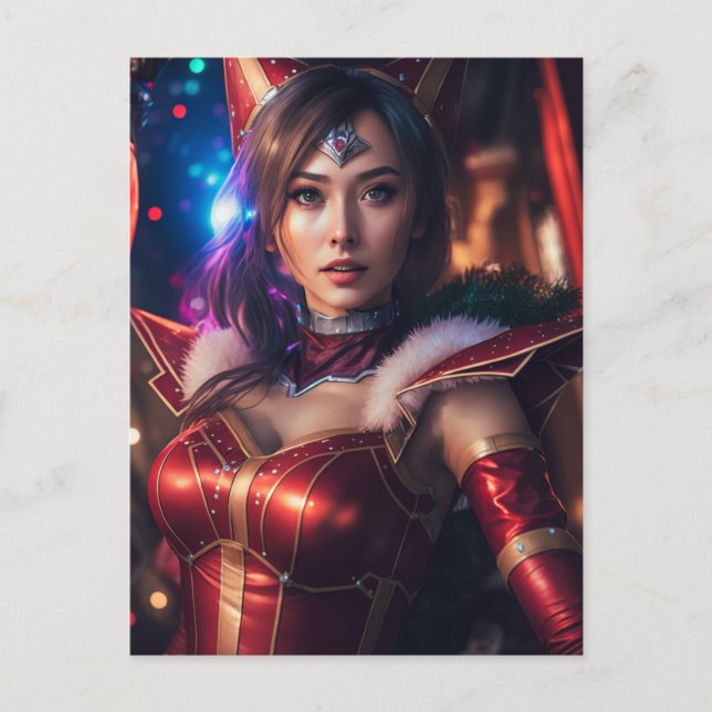 Sexy Festive Christmas Party Woman Postcard (Front)