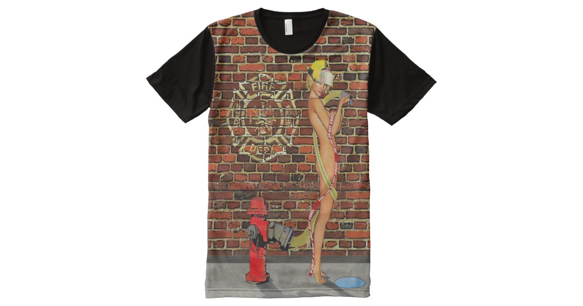 Sexy Firefighter Pinup All Over Print T Shirt