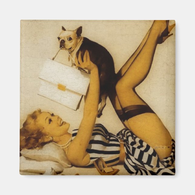Sexy Girl and Dog Magnet (Front)
