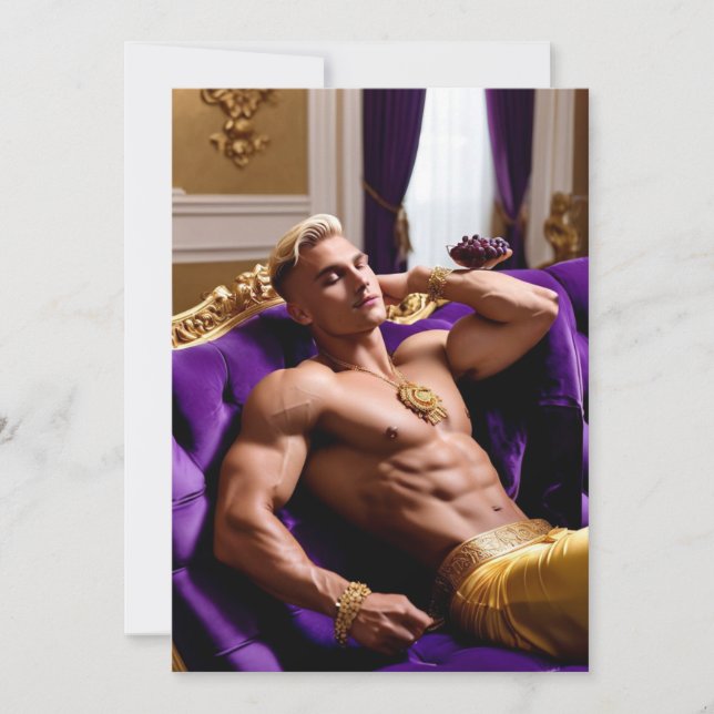 Sexy Glam Gay Guy Greeting Card (Front)
